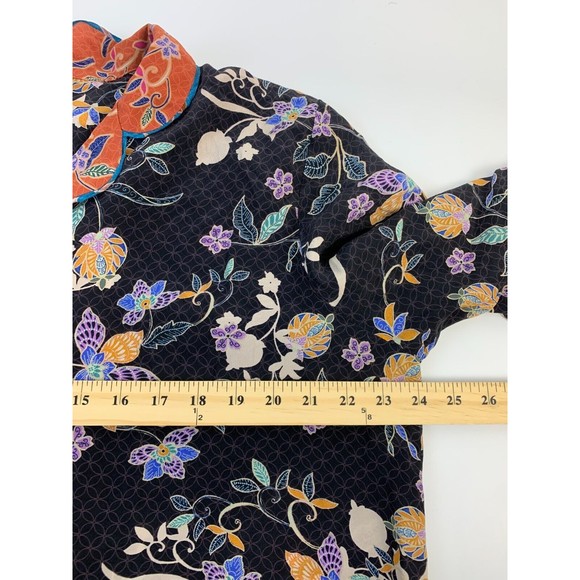 Johnny Was JADE Cruz Lounge Top Floral Silk Button Blouse Long Sleeve L13819 XL - Picture 11 of 13